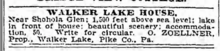 Advertisement for Walker Lake House summer resort which notes close proximity to Shohola Glen Ad for Walker Lake House.png
