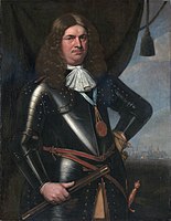 Portrait of Adriaen Banckert (circa 1620 date QS:P,+1620-00-00T00:00:00Z/9,P1480,Q5727902 -1684), lieutenant admiral of Zeeland 1673. oil on canvas medium QS:P186,Q296955;P186,Q12321255,P518,Q861259 . 110 × 83.5 cm (43.3 × 32.8 in). Amsterdam, Rijksmuseum Amsterdam.