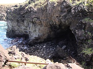 Looking down into the cave known as Ana Kai Ta...