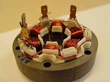 Inner-slotted stator with six poles Aumann Stator 01.JPG