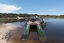 Car and passenger ferry west of Makgadikgadi Pans National Park
