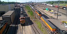 A BNSF Railway classification yard in Minnesota, USA BNSF Northtown Yard Fridley MN 2017.jpg