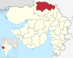 Localizacion del districte de Banaskantha en Gujarat