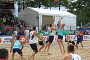 Deutsch: Beachhandball Europameisterschaften 2019 (Beach handball Euro); Tag 6: 7. Juli 2019 – Männerfinale, Dänemark-Norwegen 2:0 (25:18, 19:16) English: Beach handball Euro; Day 6: 7 July 2019 – Men's Final – Denmark-Norway 2:0 (25:18, 19:16)