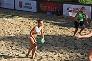 Deutsch: Beachhandball Europameisterschaften 2019 (Beach handball Euro); Tag 4: 5. Juli 2019 – Frauen, Viertelfinale, Niederlande-Griechenland 2:1 (25:12, 18:24, 7:6) English: Beach handball Euro; Day 4: 5 July 2019 – Quarter Final Women – Netherlands-Greece 2:1 (25:12, 18:24, 7:6)