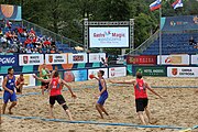 Deutsch: Beachhandball Europameisterschaften 2019 (Beach handball Euro); Tag 5: 6. Juli 2019 – Männer, Halbfinale, Dänemark-Ungarn 2:0 (19:16, 22:18) English: Beach handball Euro; Day 5: 6 July 2019 – Semifinal Men – Denmark-Ukraie 2:0 (19:16, 22:18)