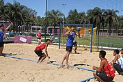 Deutsch: Beachhandball bei den Olympischen Jugendspielen 2018; Tag 4, 10. Oktober 2018; Jungs, Vorrunde, Gruppe A - Chinese Taipei (Taiwan)-Thailand 0:2 English: Beach handball at the 2018 Summer Youth Olympics at 10 October 2018 – Boys Preliminary Round Group A‎ – Chinese Taipei-Thailand 0:2