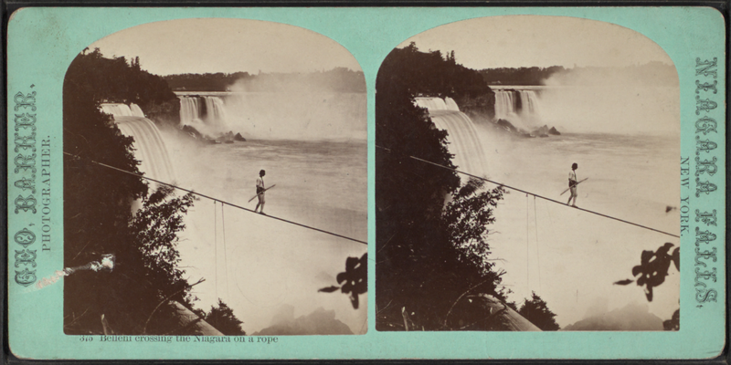 File:Belleni crossing the Niagara on a rope, by Barker, George, 1844-1894.png