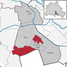 Alueen sijainti Neuköllnin piirikunnassa