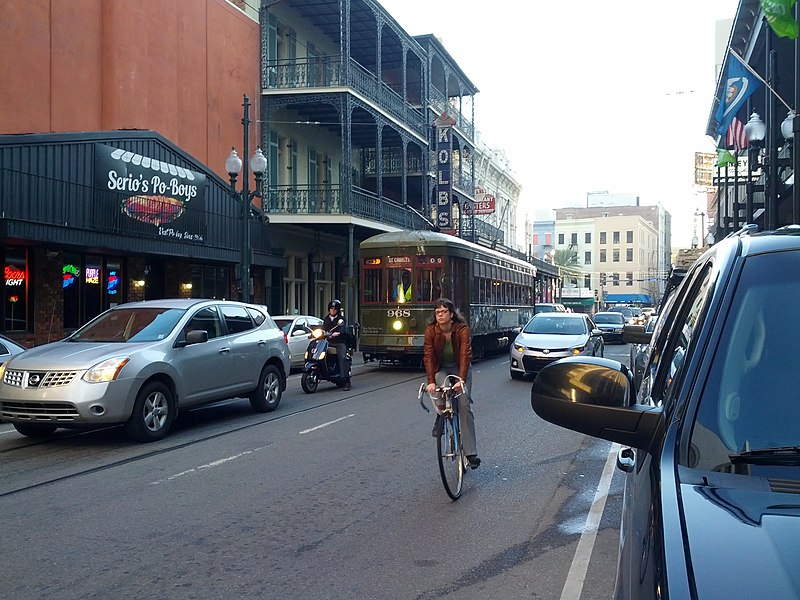 File:Bicyclist and St Charles streetcar - St Charles St New Orleans January 2015.jpg