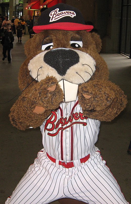 Boomer Beaver (photographed in 2007) was the mascot for the Portland Beavers, a now-defunct Minor League Baseball team.