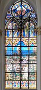 Historical monuments stained glass 20 window: The victorious army roams the countryside, Ferrand is the laughing stock of the peasants by Champigneulle Charles; Champigneulle Emmanuel; Fritel Pierre (1889, 1906) in Saint Pierre Church, Bouvines.