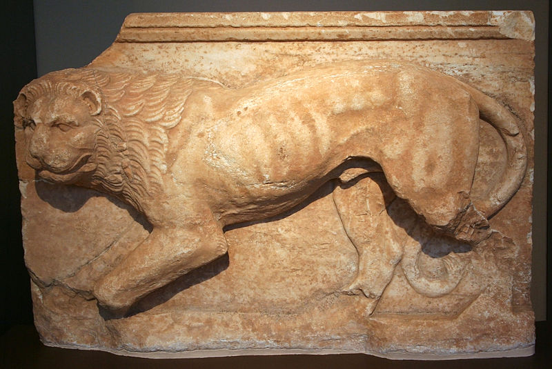 File:Brauron - Marble Slab with a Lion.jpg
