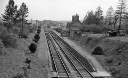Remains of Burghclere railway station in 1963 Burghclere Station 1939681 017279b8.jpg