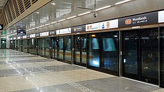 Newest generation platform screen doors at Woodlands MRT Station, on the Thomson-East Coast line.