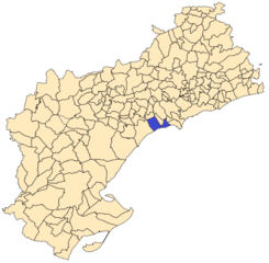 Término municipal de Cambrils respecto a la provincia de Tarragona.