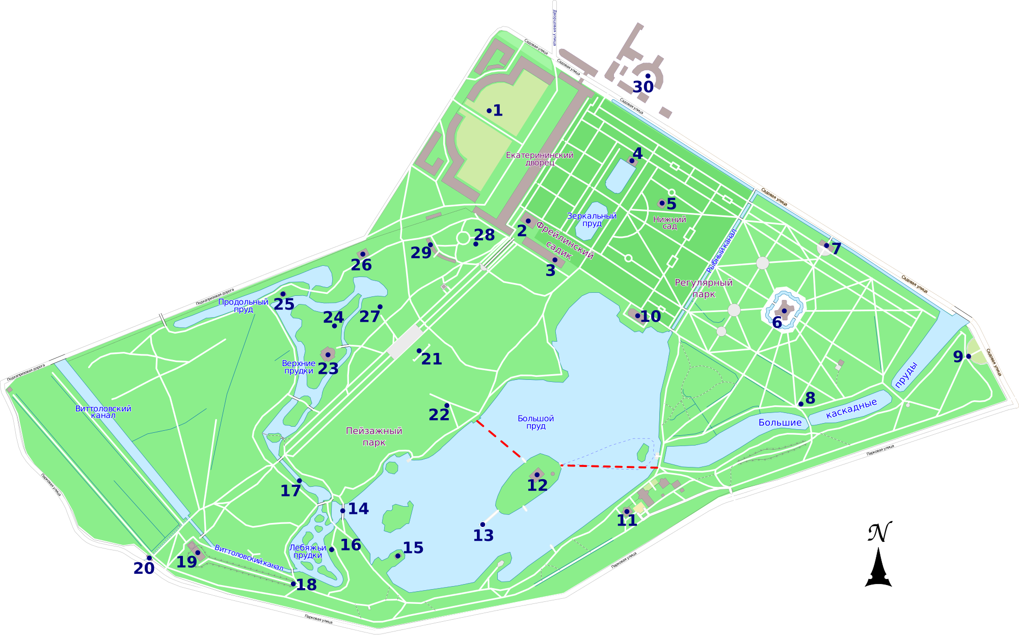 План парка екатерининский