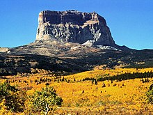 Chief Mountain in Glacier National Park is a prominent peak along the Rocky Mountain Front. Chief Mountain.jpg