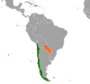 Location map for Chile and Paraguay.