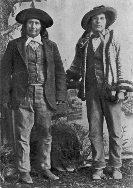 Choctaw men shortly after the American Civil War. Their dress typifies the appearance of Choctaw Nation soldiers.