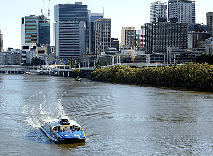 A CityCat passing the CBD