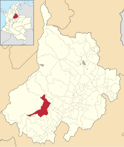 Localização do município e cidade de Landázuri no Departamento de Colombia Santander