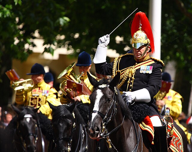 Major Tim Cooper, Director of Music of The Blues and Royals mounted band in London.