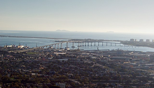 A view of the bridge from a commercial jet