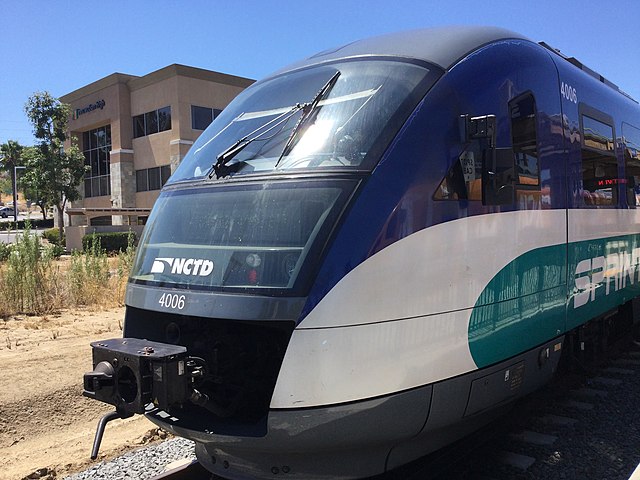 Scharfenberg coupler on a NCTD Sprinter Siemens Desiro VT642 DMU at Escondido Transit Center