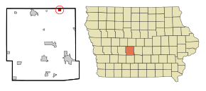 Dallas County Iowa Incorporated and Unincorporated areas Woodward Highlighted.svg