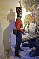 Danish-Norwegian foot artillery uniform ca 1810. Shako, plume, crossbelt, cartridge pouch, tunic coat. Norw. horse-drawn gun carriage 1809. Dragoner 1808 by A. Bloch. Forvarsmuseet Oslo 2020-02-24 2746.jpg