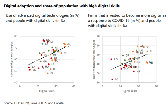 Digital adoption and share of population with high digital skills