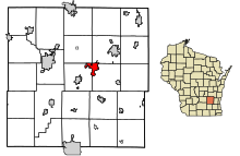 Dodge County Wisconsin Zonele încorporate și necorporate Horicon Highlighted.svg