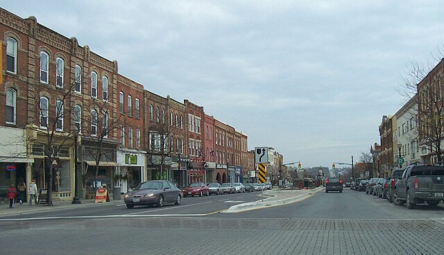 Businesses on Broadway through downtown Orangeville