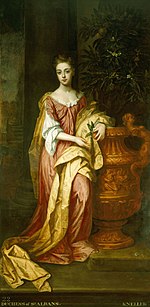 Diana de Vere, 1st Duchess of St Albans, her husband was the son of King Charles II of England, painted by Godfrey Kneller. Duchess of St Albans.jpg