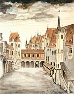 阿尔布雷希特·丢勒（1494年）的《因斯布鲁克城堡庭院》