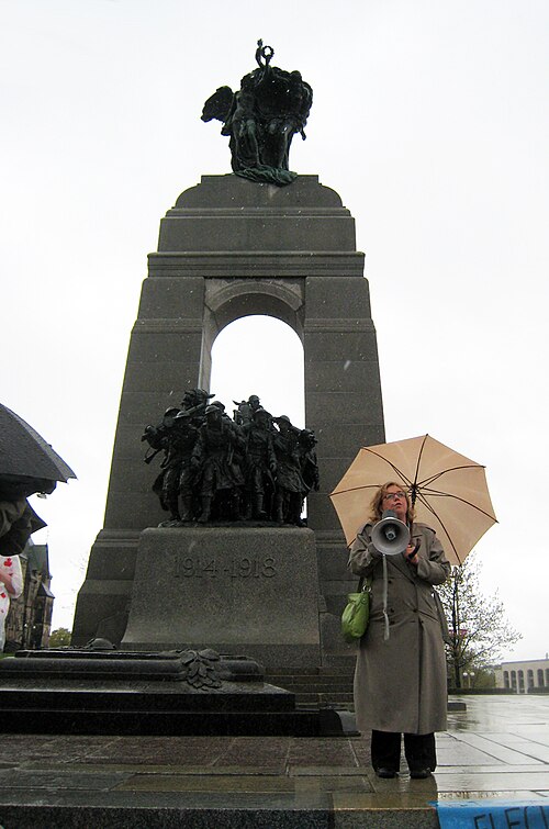 May speaks at the Fair Vote Canada National Day of Action in Ottawa, May 2011.