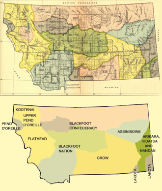 Early Indian treaty territories in Montana Early Indian treaty territories in Montana.png