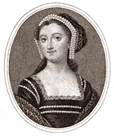 Elizabeth Montagu, as Anne Boleyn, black and white reproduction of a miniature by Christian Friedrich Zincke, in a friendship box, c. 1740