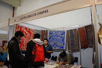 Stand with paintings on amate paper at the annual Expo de los Pueblos Indigenas in Mexico City ExpoIndigenous2015 067.JPG