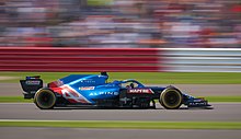 Fernando Alonso during Sunday's feature race. Prior to the weekend, he had reacted positively to the idea of the proposed sprint qualifying format. Fernando Alonso, F1 British Grand Prix 2021.jpg