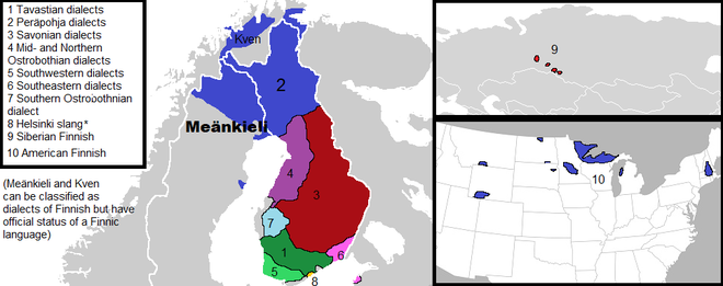 Map of Finnish dialects and forms of speech