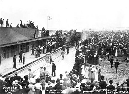First Florida East Coast Railway train arriving in Key West