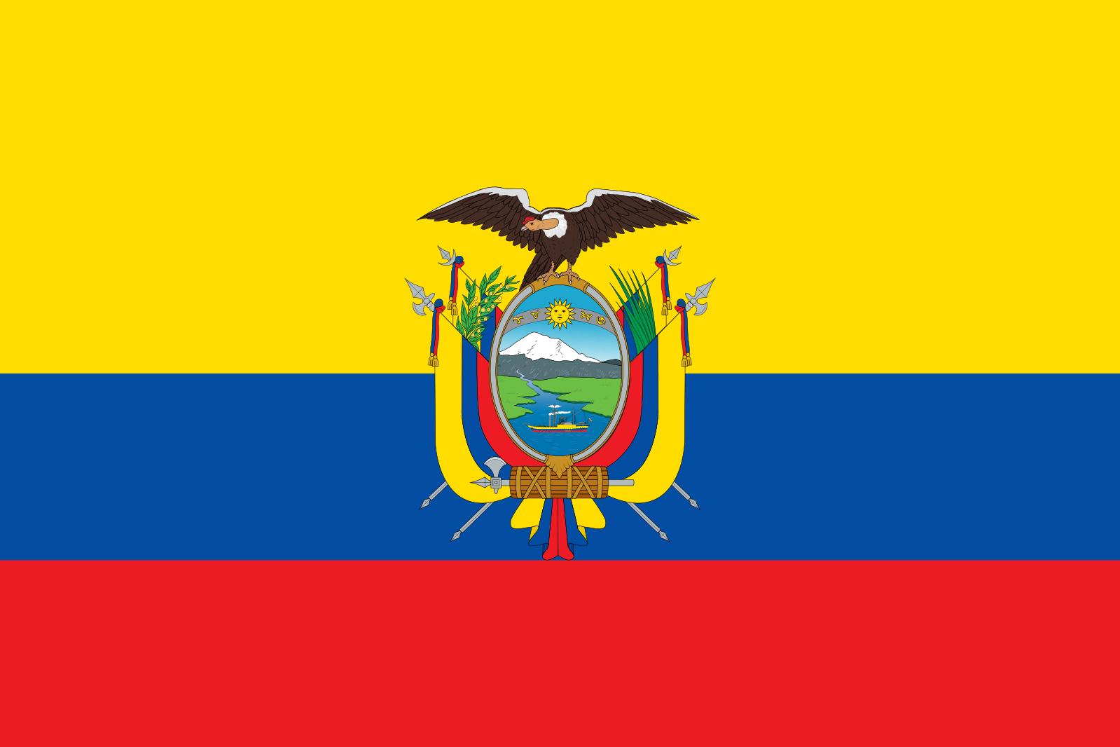 Флаг синий желтый с гербом. Флаг Эквадора. Эквадор флаг и герб. Флаг Великой Колумбии. Флаг Эквадора и Колумбии.