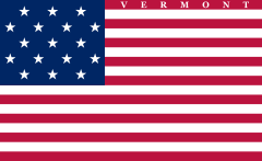 An early flag for Vermont, which was substantially identical to the US flag of the time