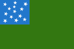 Flag of the short lived Republic of Vermont, which adapted the US flag's union of 13 stars