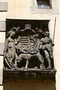 Coat of arms of Corvinus on the old Townhall of Görlitz as a sign that Görlitz belonged to the Hungarian crown under King Matthias (1488)