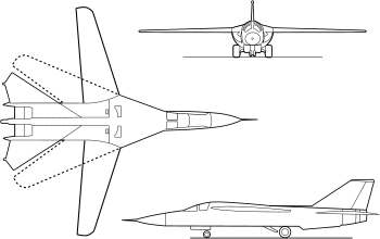 An orthographically projected diagram of the F-111