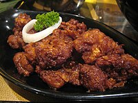 Gobi manchurian is an Indian Chinese fried cauliflower food item popular in India. Gobi manchurian.jpg