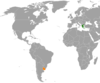 نقشهٔ موقعیت اروگوئه و یونان.